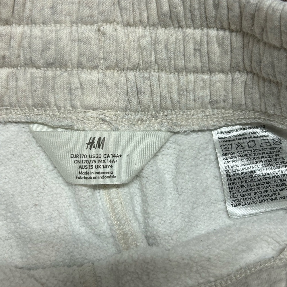 H&M Youth 14Y Cream Oatmeal Sweatpants Fleece Lined Joggers - Picture 4 of 5